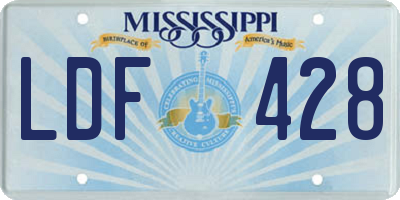 MS license plate LDF428