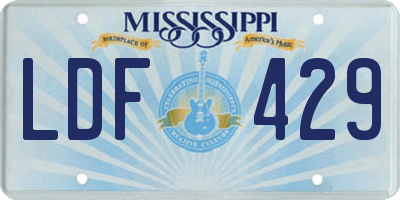 MS license plate LDF429