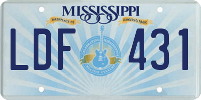 MS license plate LDF431