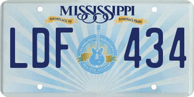MS license plate LDF434