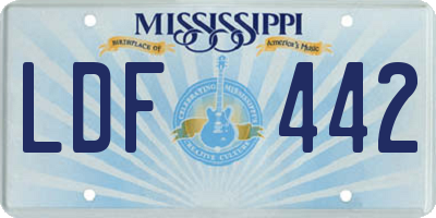 MS license plate LDF442
