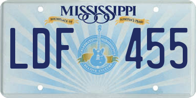 MS license plate LDF455