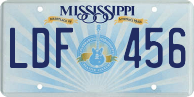 MS license plate LDF456
