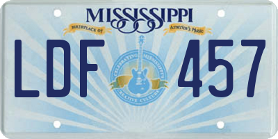 MS license plate LDF457