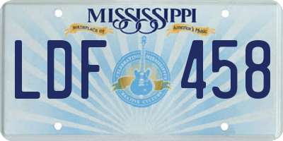 MS license plate LDF458