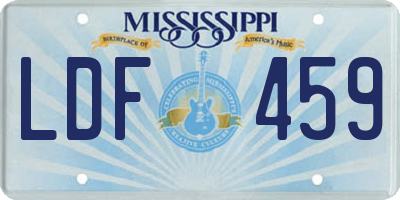 MS license plate LDF459
