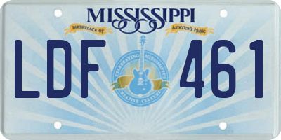 MS license plate LDF461