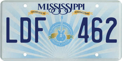 MS license plate LDF462