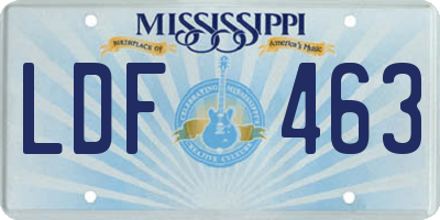MS license plate LDF463