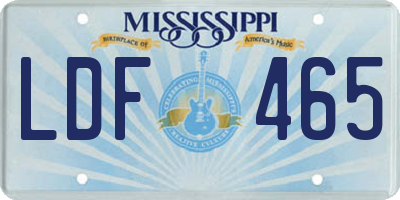 MS license plate LDF465