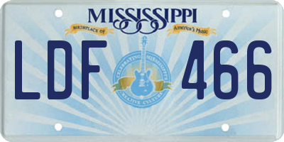 MS license plate LDF466