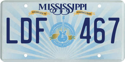 MS license plate LDF467
