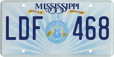 MS license plate LDF468