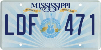 MS license plate LDF471