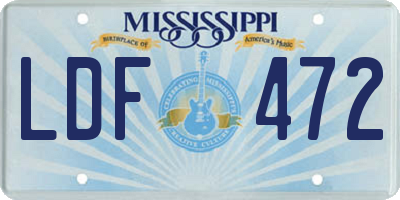 MS license plate LDF472