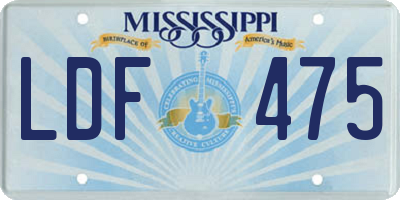 MS license plate LDF475
