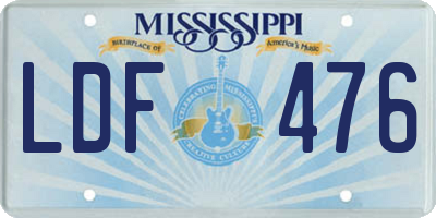 MS license plate LDF476