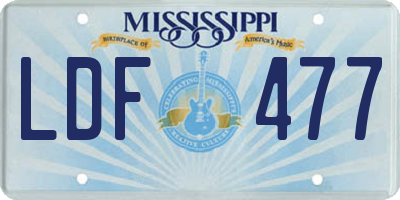MS license plate LDF477