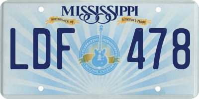 MS license plate LDF478