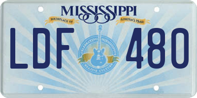 MS license plate LDF480