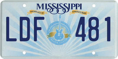 MS license plate LDF481
