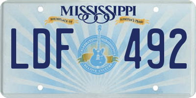 MS license plate LDF492