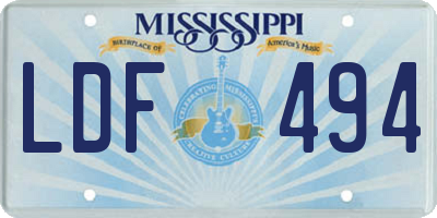 MS license plate LDF494