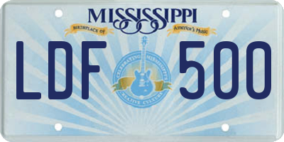 MS license plate LDF500