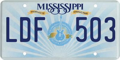 MS license plate LDF503
