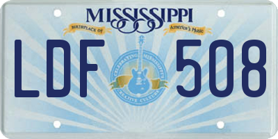 MS license plate LDF508