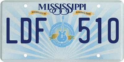 MS license plate LDF510