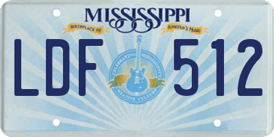 MS license plate LDF512