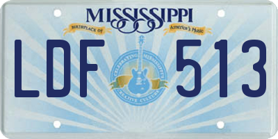 MS license plate LDF513