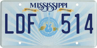 MS license plate LDF514