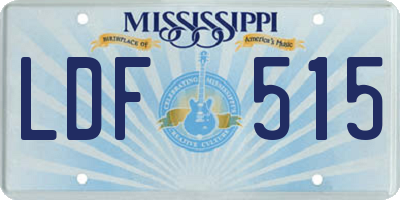 MS license plate LDF515