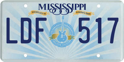 MS license plate LDF517