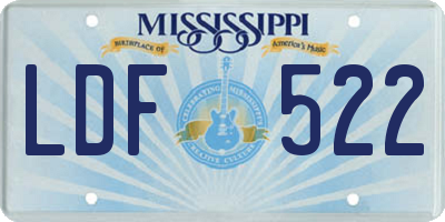 MS license plate LDF522