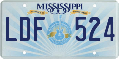 MS license plate LDF524