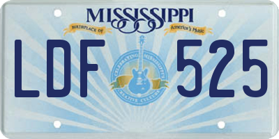 MS license plate LDF525