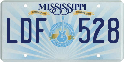 MS license plate LDF528