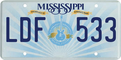 MS license plate LDF533