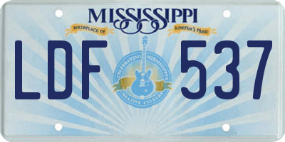 MS license plate LDF537
