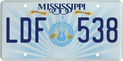 MS license plate LDF538