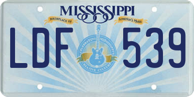 MS license plate LDF539