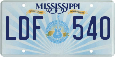 MS license plate LDF540