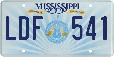 MS license plate LDF541