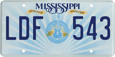 MS license plate LDF543