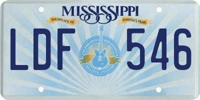 MS license plate LDF546