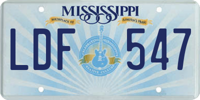 MS license plate LDF547