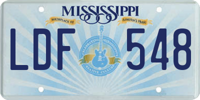 MS license plate LDF548